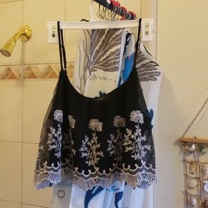 Forever 21 Floral Embroidered Crop Top